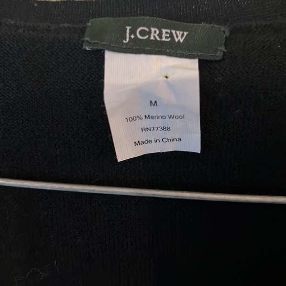 J Crew 100%Merino Wool Ruffle Sweater Black Sz Medium - Picture 6 of 9